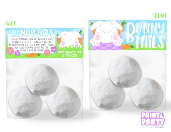 Printable Easter Bunny Tails Treat Bag Toppers, Easter Goody Bags, Easter Party Supplies, Easter Gift Idea, Edit Yourself, Instant Download Il_570xn