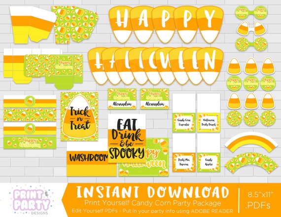 Printable Candy Corn Halloween Party Decorations, Kids Halloween Party Decor, Printable Candy Corn, Print Yourself, Instant Download Il_570xn