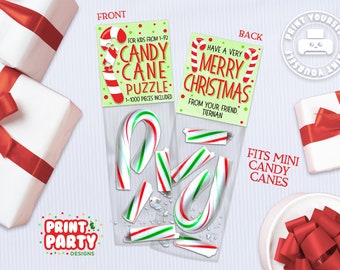 Printable Candy Cane Puzzle Gag Gift, Candy Cane Bag Toppers, Christmas Holiday Gag Gift Ideas, Holiday Bag Topper, Instant Download
