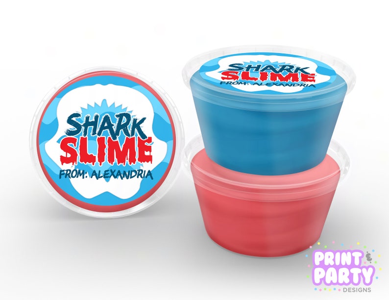 Printable Shark Slime Container Labels Shark Party Favor - Etsy