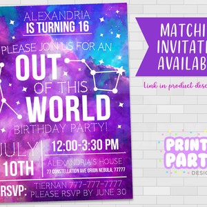 Printable Galaxy Birthday Party Decorations, Teen Galaxy Birthday Party ...