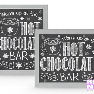 Printable Hot Chocolate Bar Kit, Office Holiday Party, Hot Cocoa Bar, Warm Up at the Hot Chocolate Bar, Winter Wedding, Instant Download image 3