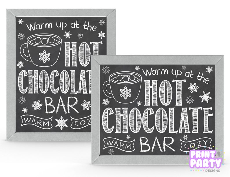 Printable Hot Chocolate Bar Kit, Office Holiday Party, Hot Cocoa Bar, Warm Up at the Hot Chocolate Bar, Winter Wedding, Instant Download image 3