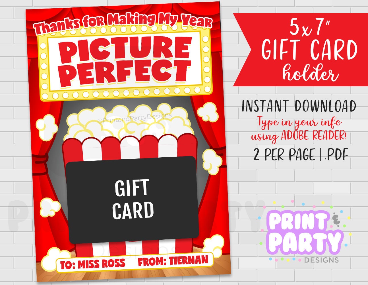 5x7 Teacher Appreciation Week Card Teacher Movie - Etsy