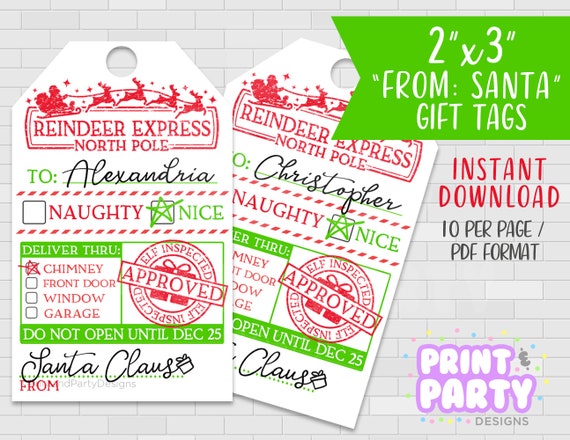 Printable From Santa Claus Christmas Gift Tags, Reindeer Express North Pole Gift Tags, Christmas Swing Tags From Santa, Instant Download Il_570xn