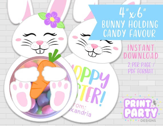 Printable Easter Bunny Candy Party Favor, Easter Gift Ideas, Easter Party Supplies, Some Bunny Loves You, Hoppy Easter. Instant Download Il_570xn