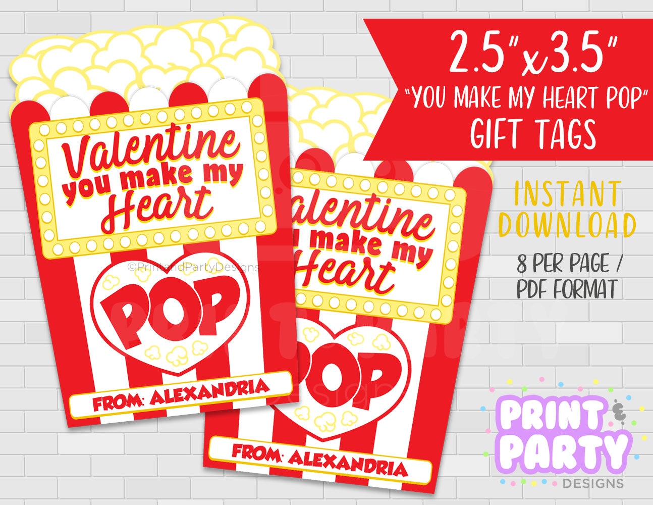 Printable You Make My Heart Pop Valentine's Day Gift Tags, Popcorn Valentine, Valentine's Day Classroom Gift, Instant Download - Etsy for You Make My Heart Pop Valentine Free Printable