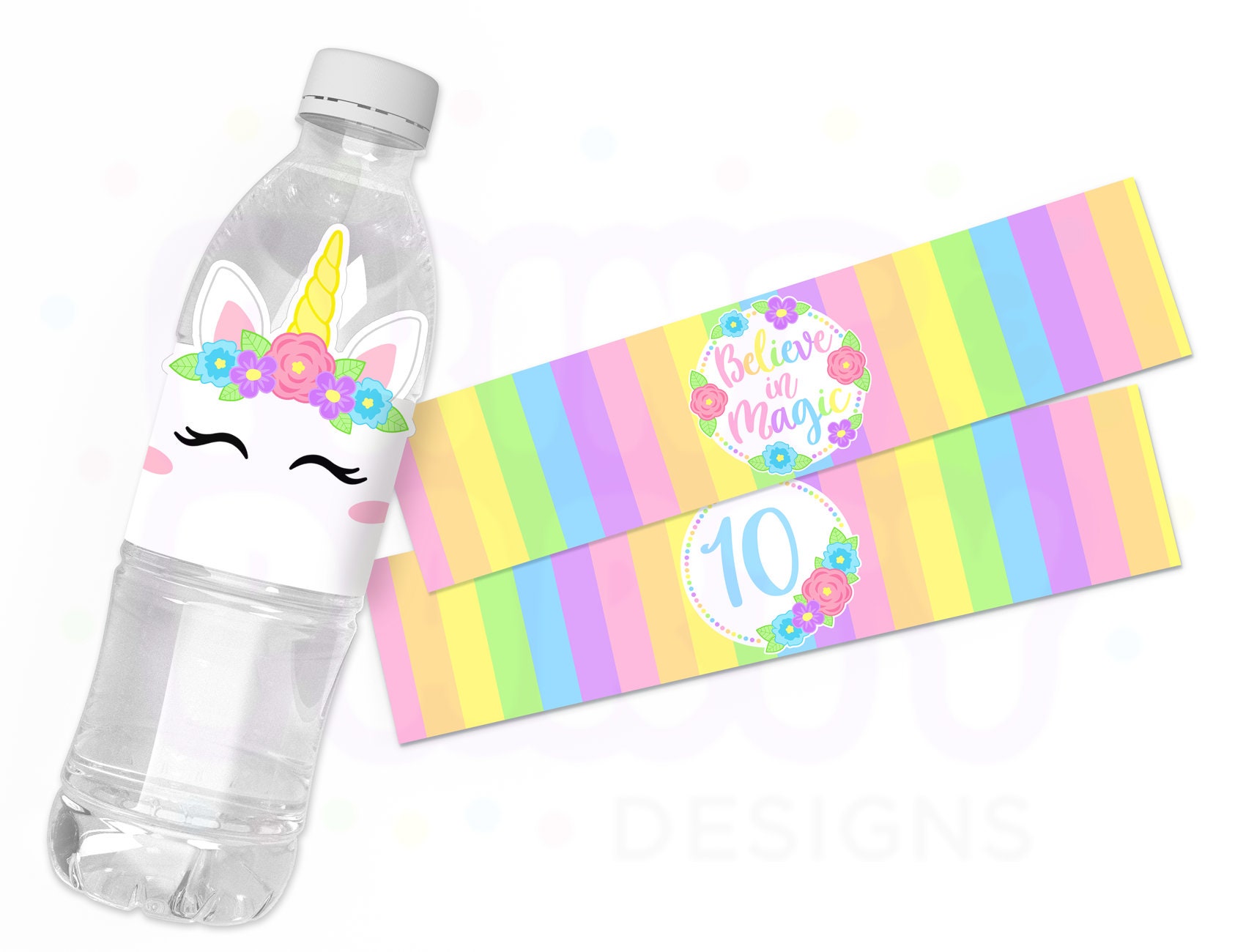 unicorn water label etsy