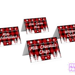 Printable Buffalo Plaid, Hot Chocolate Bar Kit, Office Holiday Party, Hot Cocoa Bar, Warm Up at the Hot Chocolate Bar, Instant Download image 4