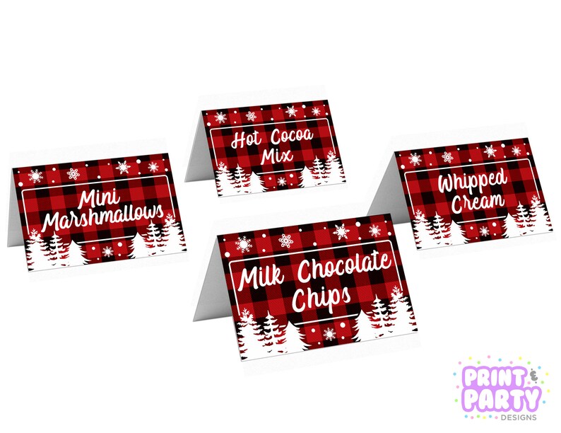 Printable Buffalo Plaid, Hot Chocolate Bar Kit, Office Holiday Party, Hot Cocoa Bar, Warm Up at the Hot Chocolate Bar, Instant Download image 4