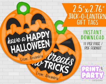 Printable Pumpkin Halloween Gift Tags, Kids Halloween Party Favor, Halloween Classroom Gift Tags, Happy Halloween, Instant Download