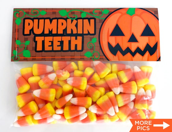Printable Pumpkin Teeth Halloween Treat Bag Toppers, Kids Halloween Party Favor, Halloween Classroom Gift, Jack O Lantern, Instant Download Il_570xn