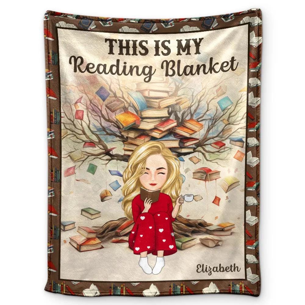 Custom Book Tree This is My Reading Blanket Fleece Blanket,