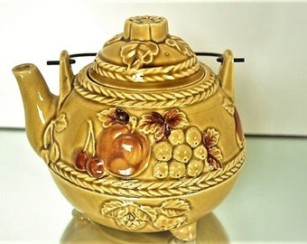 Vintage Fall Gold Harvest Ceramic Teapot