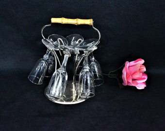 Vintage Sherry Glasses with Holder