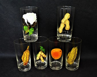 Vintage Glasses with Vegetable Images