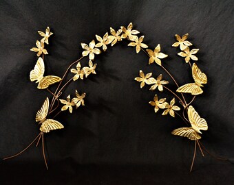 Brass Butterfly and Flower Wall Decor