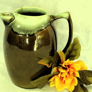 Vintage Pottery Pitcher from Pfaltzgraff - Green Drip Ware