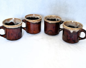 Vintage Brown Drip Coffee Cups - USA