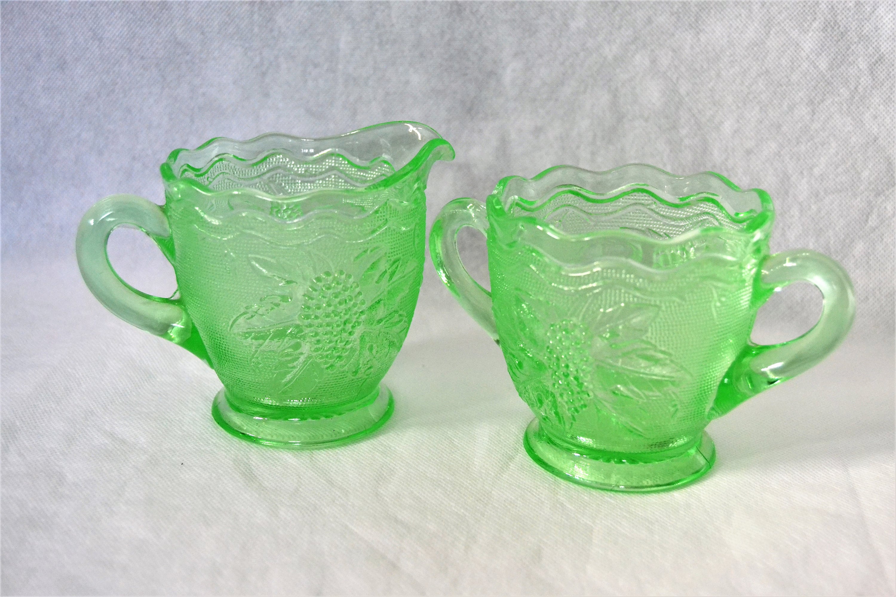 Depression Vaseline Glass Sugar & Creamer From Westmoreland Etsy