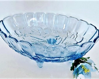Lake Blue Fruit Centerpiece Bowl from Indiana Glass