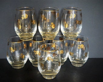 Gold Rose Provincial Roly Poly Glasses from Libbey