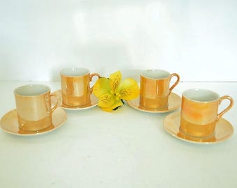 Vintage Peach Luster Petite Tea Cup with Saucer