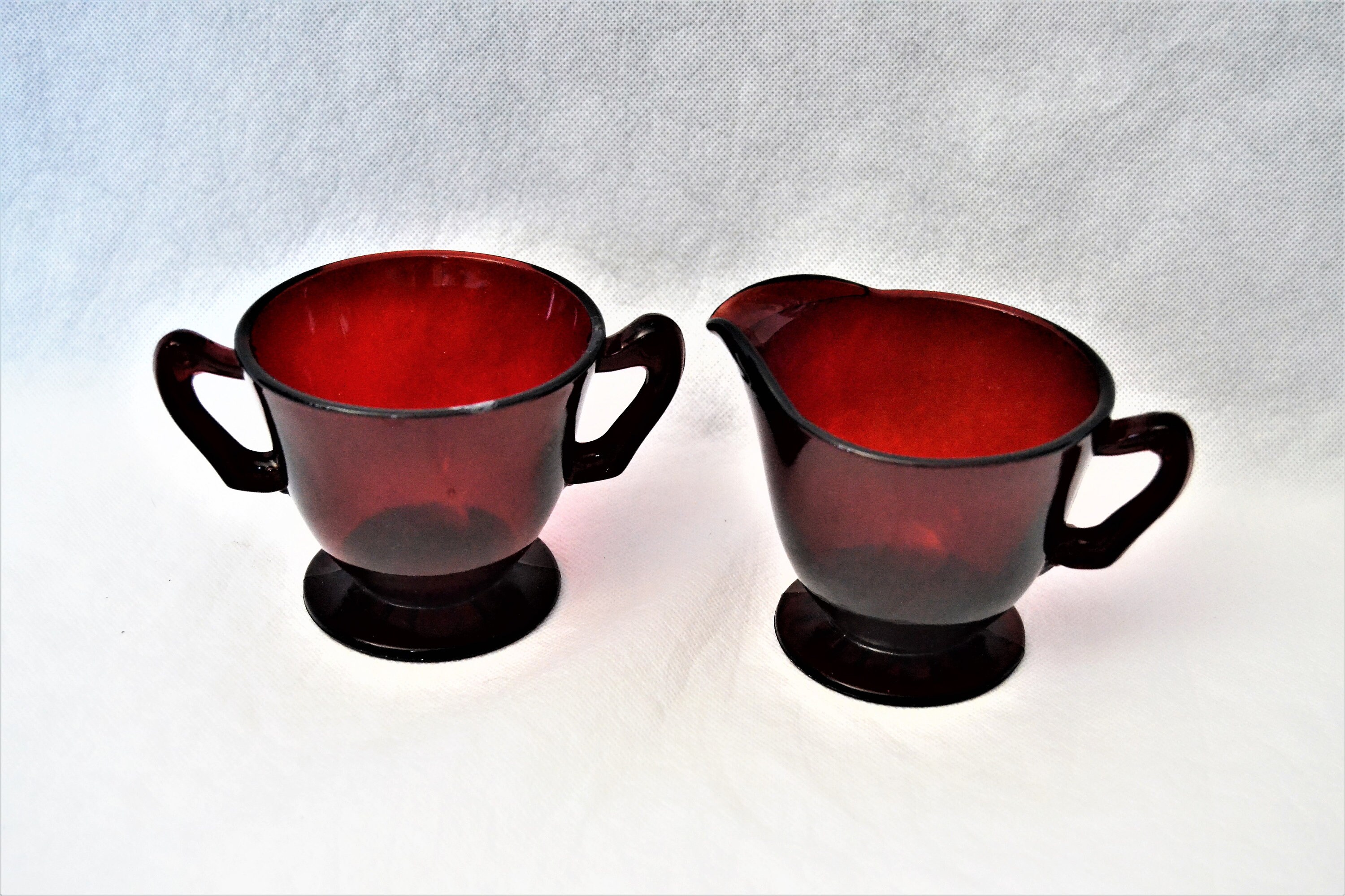 Royal Ruby Red Sugar and Creamer Set Etsy UK