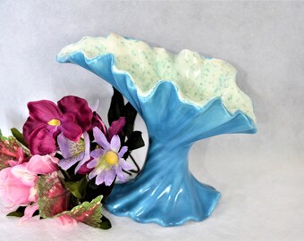 Vintage Blue Fluted Twisted Vase