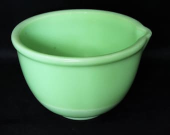 Green Vaseline Milk Glass Mixing Bowl
