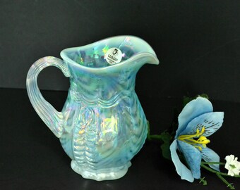 Fenton Blue Opalescent Syrup Pitcher