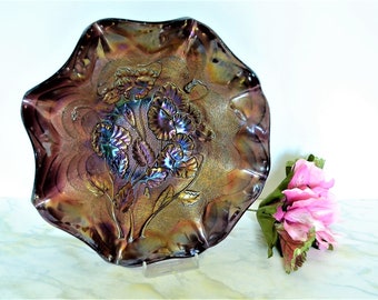 Antique Purple Amethyst Pansy Bowl from Rare Imperial Glass