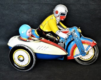 Vintage Wind-up, Tin Motorcycle Toy