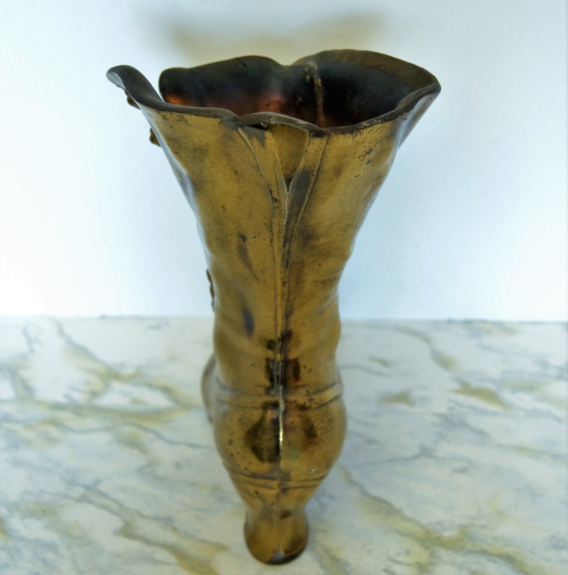 Brass Victorian Boot Vase Etsy