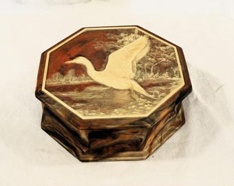 Warm Natural Colors Incolay Stone Octagon Jewelry Box