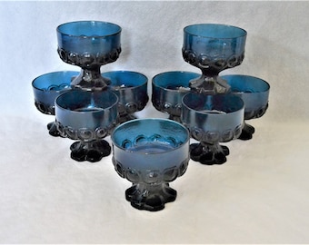 Rare Tiffin Franciscan Madeira Dark Blue Dessert Cups