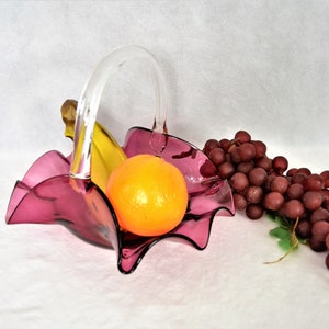 Rare Cranberry Glass Basket from Pilgrim