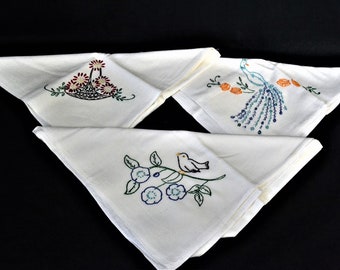 Vintage Hand Embroidered Tea Towels