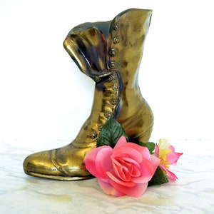 Vintage Brass Victorian Boot Vase