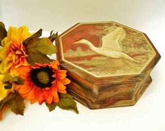 Warm Natural Colors Incolay Stone Octagon Jewelry Box
