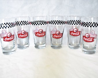 Vintage Black Flag Racing Coca-Cola Glasses
