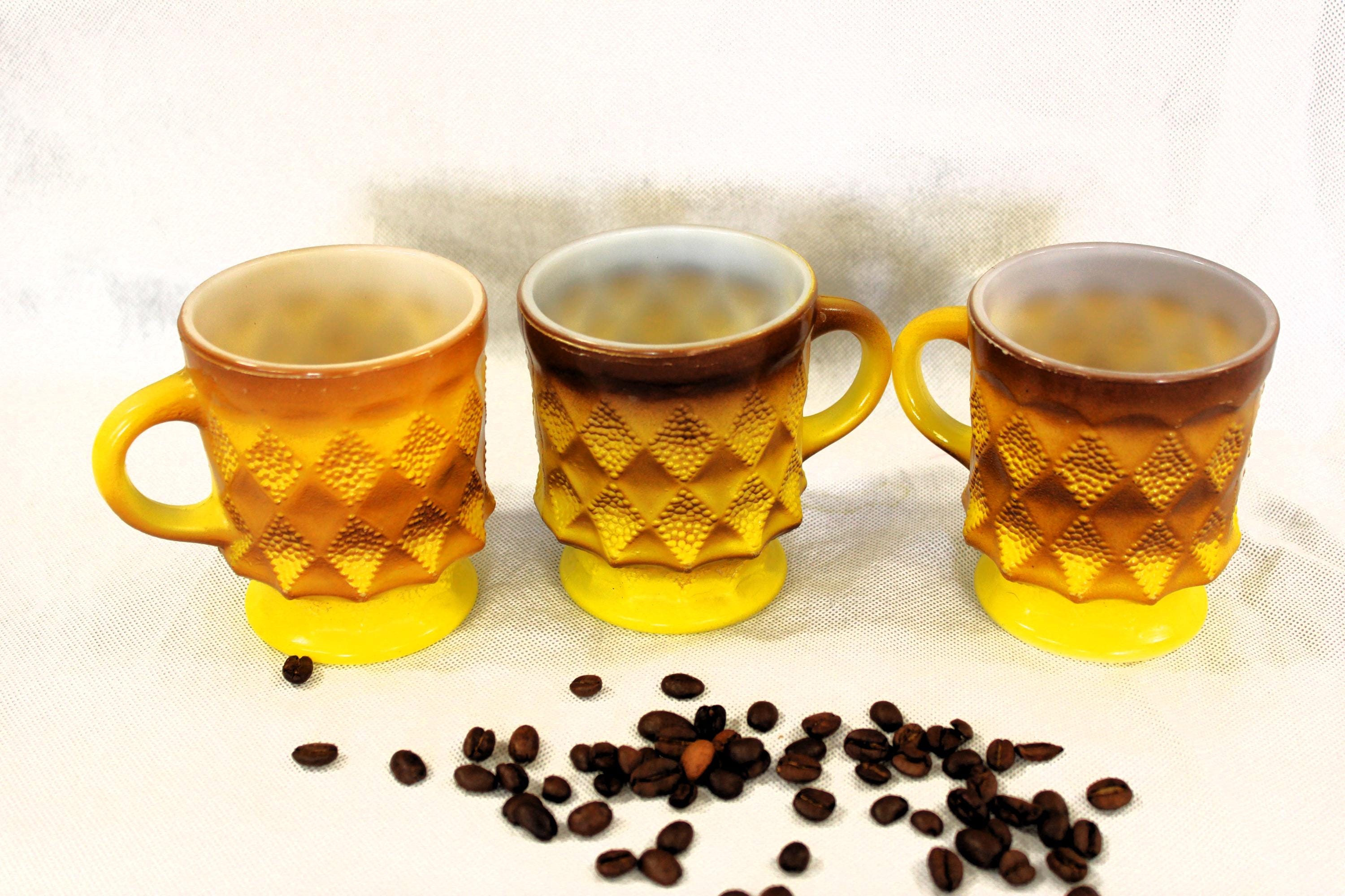 Vintage Fire King Mug Yellow Brown - Etsy