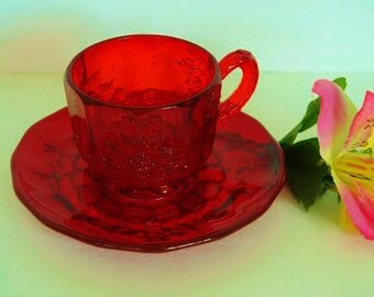 Ruby Red  Panel Grape  Miniature Tea Cup from L.G. Wright
