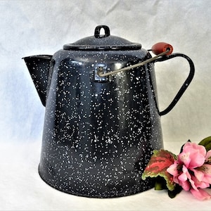 Navy Blue Enamel Camp Style Coffee Pot