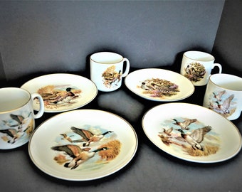 Game Bird Plates with Matching Cups  from Naaman Israel