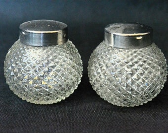 Clear Diamond Point Salt and Pepper Shakers