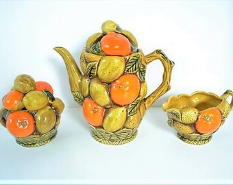 Vintage Orange Spice Teapot Set from Inarco