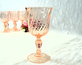 Rosaline Pink Swirl Optic Wine Glasses from Arcoroc