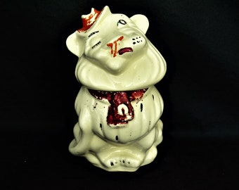 Vintage Ludowici Winking Lion Cookie Jar from Belmont Pottery
