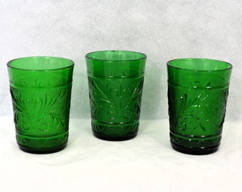 Forest Green "Double Sandwich" Juice Glasses from Anchor Hocking